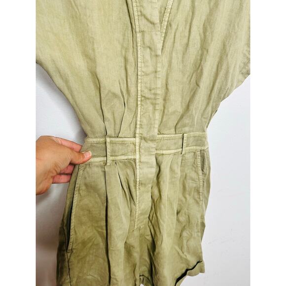 VANESSA BRUNO Khaki Cotton Blend Mock Neck Open Back Atalante Romper size 36 - Picture 7 of 13